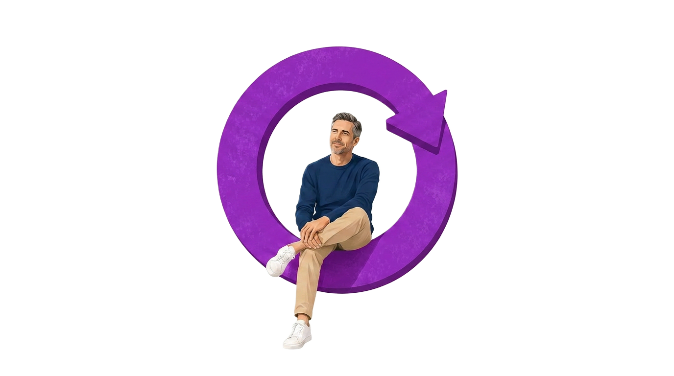 Driver relaxing inside a circular arrow representing claim recovery